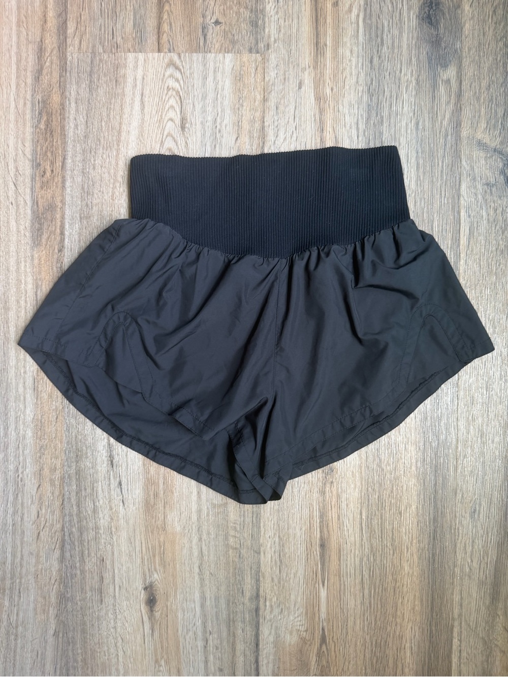 FP Movement by Free People Black High-Waist Ribbed Athletic Shorts